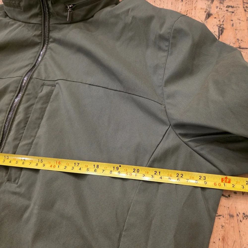 CARDINAL OF CANADA L Olive Wool Silk Zip Jacket Quiet Luxury Normcore Minimalist